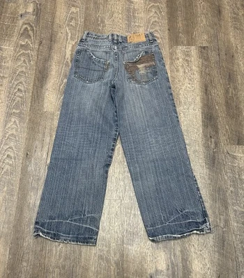 Jeans azules vintage Y2K Fubu holgados con bordado, talla 10 niños Foto 1 de 4