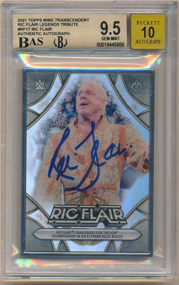 RIC FLAIR 2021 TOPPS WWE TRANSCENDENT AUTOGRAPH TRIBUTE AUTO #/50 BGS 9.5 GEM 10 - Image 1 of 2