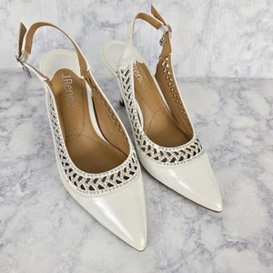 J. Renee Naiara Womens Pumps Size 7 White Patent Leather Beads Formal Wedding - Picture 1 of 17