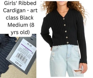 Girls' Ribbed Cardigan - art class Black Medium (8 yrs old) (20039) - Picture 1 of 10