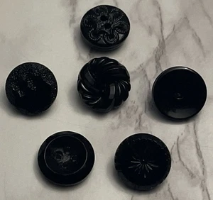 Vintage Czech Black Glass Buttons Button Lot 138-17 - Picture 1 of 11
