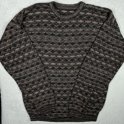 Suéter Vintage Marrón Geométrico En Forma de Diamante Acrílico Sudadera Marrón Hecho en EE. UU. Foto 1 de 4