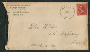 Cubierta publicitaria de madera Weber WI DPO 1901 para sello St Nacianz 2c Stratford - Imagen 1 de 2