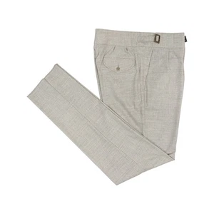 670 $ Rubinacci Napoli "Manny" grau Flanell Wolle hoher Bund Hose 34 US / 50 EU - Bild 1 von 6