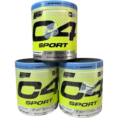 (3) C4 Sport Pre-Workout Icy Blue Razz Flavor - 8.6oz Each Exp-08/2026 - Image 1 of 4