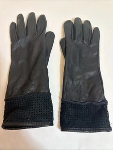 Grane Guantes Cuero Mujer’s Grandes Negro Nylon Poliéster Forro Ojales Muñeca - Imagen 1 de 13