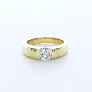 18K Gold Solitaire Engagement Ring Classic 0.54 CT Round Natural Diamond F SI1 - Picture 1 of 5