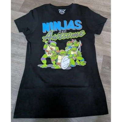 Camiseta Negra Junior TMNT Teenage Mutant Ninja Turtles Ninjas Are Awesome Pequeña Foto 1 de 3
