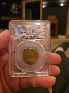 1966 Jamaika 1/2 Penny Münze 9-11-01 WTC Ground Zero Recovery PCGS zertifiziert - Bild 1 von 2