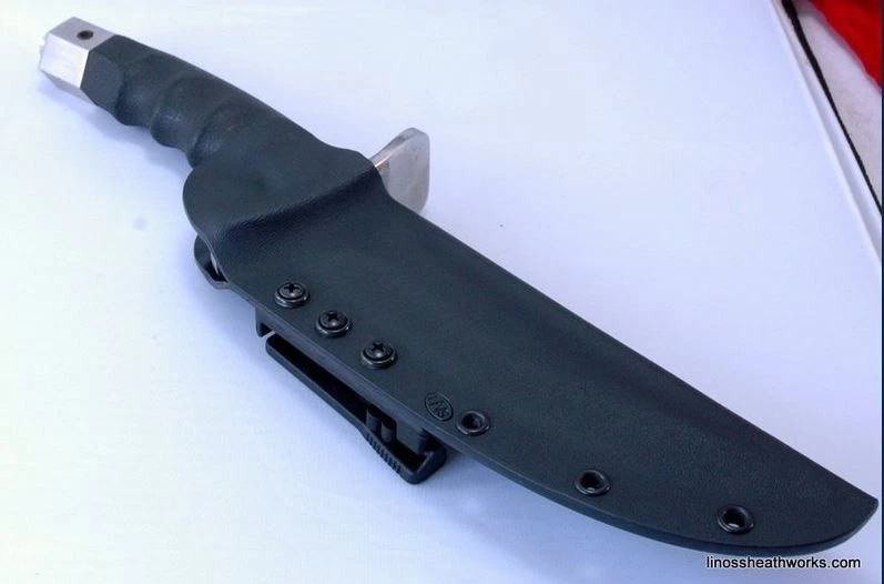 LINOSSHEATHWORKS Kydex sheath for the AL MAR WARRIOR with DOTS DCL belt clip