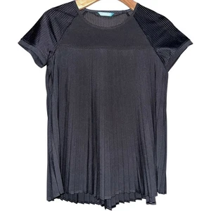 Ivivva Lululemon Girl’s Size 12 Black Pleated Perforated Shoulder Pullover Top - Picture 1 of 4