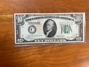 Star Note 1928 B $10 Series Federal Reserve United States Note DARK - Picture 1 of 2