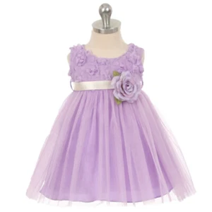 LILAC Baby Girl Sleeveless Soft Rosette Bodice Tulle Skirt Dress Size M - Picture 1 of 3