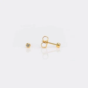 Bezel Setting System 75™ Baby Post Piercing Studs Stainless Steel Gold Plated - Picture 1 of 2