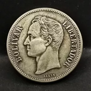 2 BOLIVARES ARGENT 1935 SIMON BOLIVAR VENEZUELA / SILVER - Picture 1 of 3