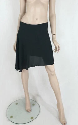 La Perla silk georgette skirt features an asymmetrical flounces side AU 10 Black Foto 1 de 3