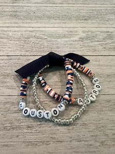 Any Team! Set of Houston Astros Bracelets Stacking Bracelets Heishi Bracelets - Imagen 1 de 2