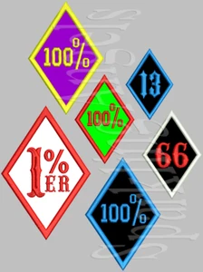 RAUTE MIT DEINEM WUNSCHTEXT oder ZAHL , Aufnäher ,Patch ,MC, Biker Kutte ,Club  - Imagen 1 de 5