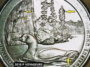 2018 P Voyageurs Qtr, Die Chips: Cliffs, Trees, Bird Wing (rev) #1120241156A - Picture 1 of 8