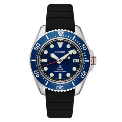 Seiko Men’s Solar Diver Blue Dial Black Strap Watch SNE593 - Image 1 of 3