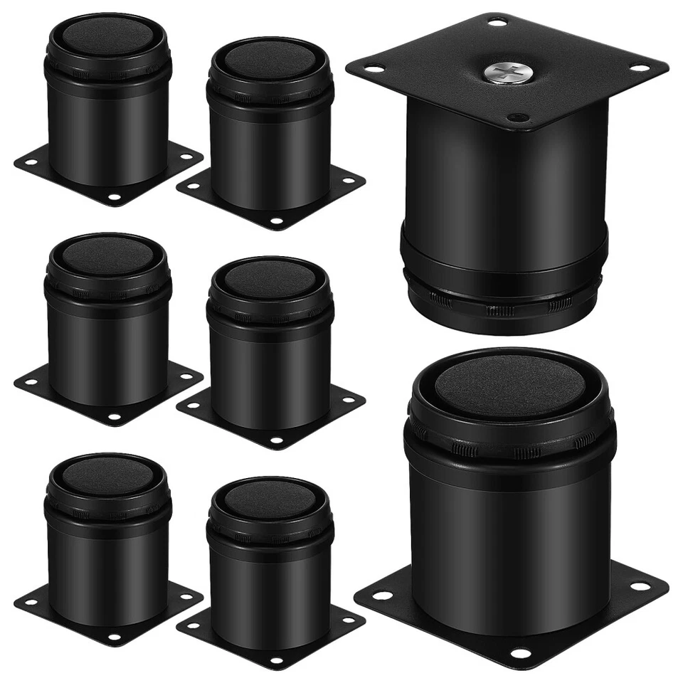 8 PIEZAS Patas de sofá negras Pies ajustables Resistente Nivelación Sofá Patas de escritorio Foto 1 de 4