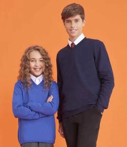 AWDis Academy Senior V Neck Sweatshirt School Uniform Casual - Picture 1 of 3