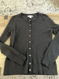 Banana Republic Women’s Black Button Up Sweater Extra Fine Merino Wool Size M - Picture 1 of 4