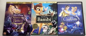 Disney DVD LOT Cinderella, Snow White, And Sleeping Beauty Platinum Edition - Imagen 1 de 2