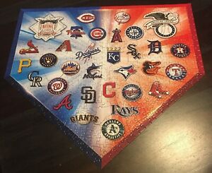 500 Piece Home Plate Shaped Puzzle MLB Baseball Teams Master Pieces COMPLETE