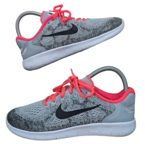 Nike Free RN GS Wolf Grey Pink Running Trainers 904258 001 Gym Shoes Size Uk 5 - Picture 1 of 15