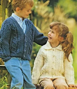 1116 Child's Cardigans 20-30" Aran Vintage Knitting Pattern Reprint - Picture 1 of 2