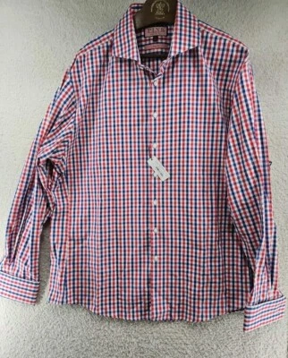New With Tags THOMAS PINK Slim Fit White Red Blue  18 1/2 Very Nice Slimming  - Image 1 of 4