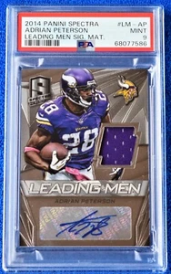 2014 Panini Spectra Adrian Peterson Signed AUTO GU Jersey Card /25 * POP 1 PSA 9 - Picture 1 of 3