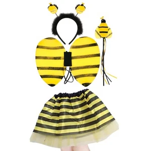 Kids Bumble Bee Tutu Costume Set with Wings and Accessories for Halloween - Picture 1 of 28