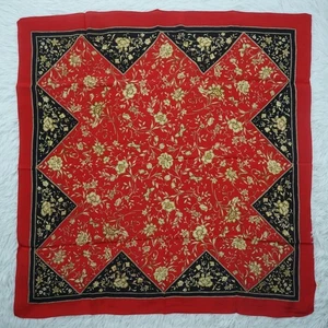 Unbranded Red Flower Silk Scarf Scarves 29" X 29.5" P757 - Picture 1 of 11