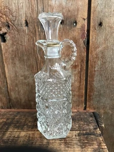 Vintage 1960's Anchor Hocking Wexford 7.5" Oil/Vinegar Glass Cruet & Stopper - Picture 1 of 11