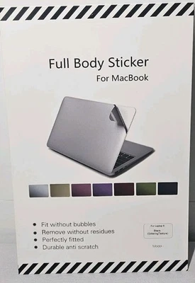 Black Full Body Sticker Skin for MacBook 13", Scratch Resistant Vinyl Wrap - image 1 of 2