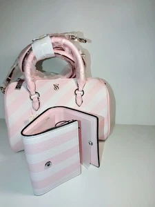 Victoria's Secret Pink Heritage Mini Duffle Crossbody Bag Stripe & Wallet NWT - Picture 1 of 16