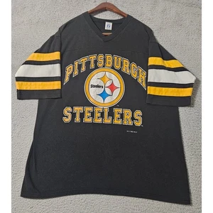 Camiseta negra manga 3/4 vintage con logotipo 7 Pittsburgh Steelers talla XL NFL EE. UU. 1993 - Imagen 1 de 8