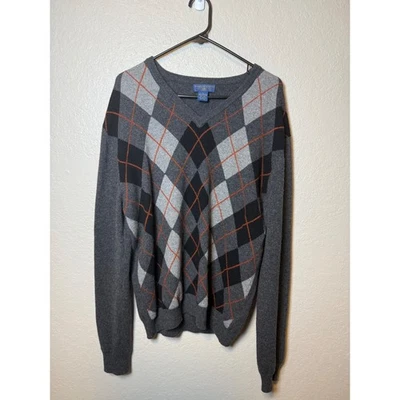 Suéter Joseph & Lyman Argyle Cuello en V 100% Cachemira Pullover Estilo Clásico Foto 1 de 3