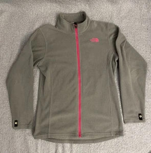 The North Face Girls Full Zip Fleece Jacket Size XL (18) Gray / Pink  - Picture 1 of 4