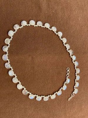 Sterling Silver 19" Beautiful Vintage Art Deco Opalite /moon Stone Necklace - Image 1 of 4