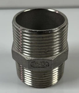 Stainless Steel Hex Nipple SS MNPT Straight Close Nipple #150 1.25" 1 1/4" - Picture 1 of 6