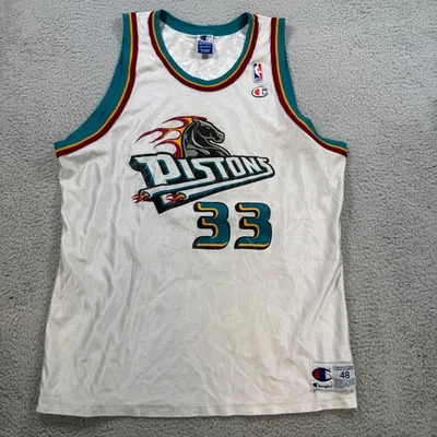 Camiseta deportiva de baloncesto Champion Detroit Pistons Grant Hill 33 NBA blanca para hombre 48 Foto 1 de 4