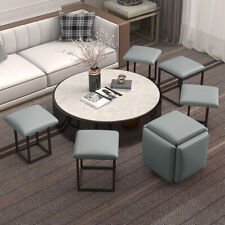 Set of 5 Combined Footstool Large Square Pouffe Stool Footrest Seat Dining Chair