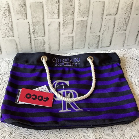 MLB Colorado Rockies Nautical Stripe Tote Beach Bag 18" x12" x6" Cover