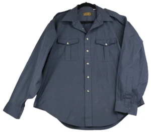 Vintage Y2K Eddie Bauer Linen Men's Shirt Navy Button Down Size Extra Large XL - Picture 1 of 5
