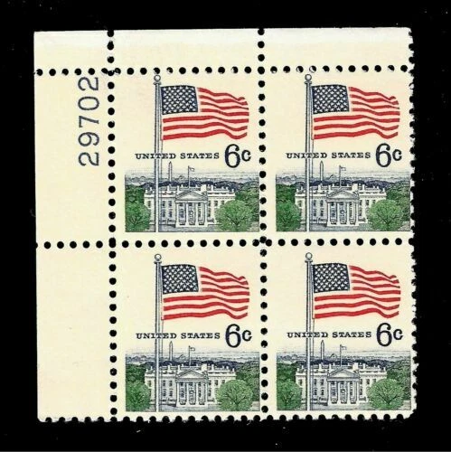1968 Flag Over White House Plate Block Of 4 6c Stamps - MNH, OG - Sc# 1338 - Image 1 of 1