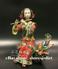 10" poterie chinoise en porcelaine Wucai beauté belle femmes flûte statue phénix