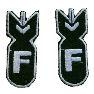 2 F Bomb Iron On Patches White Green & Orange Patch morale Embroidered Neon Bold - Picture 1 of 11